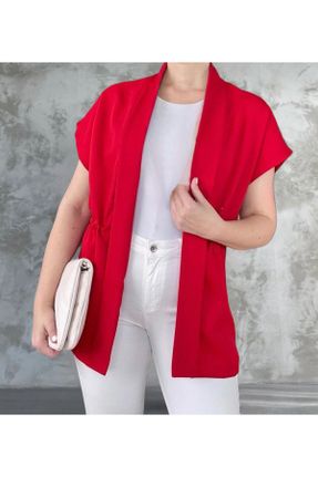 کت قرمز زنانه راحت پنبه - پلی استر بدون جیب بدون آستر کد 828365074