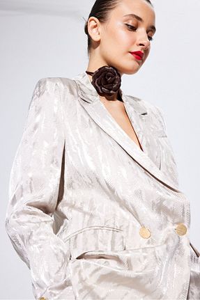 کت بلیزر طوسی زنانه ساتن TUSSMADE - کد 782065924