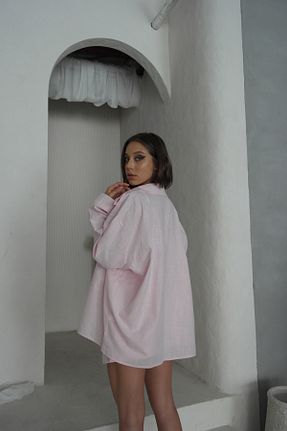 پیراهن صورتی زنانه اورسایز anonim - کد 843897326