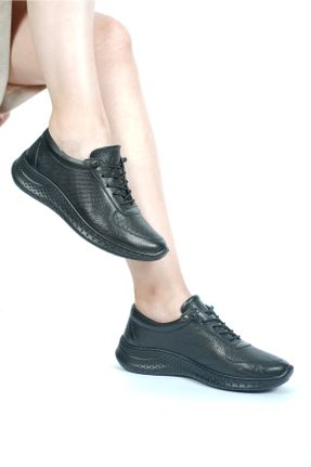 کفش اسنیکر مشکی زنانه چرم طبیعی چرم طبیعی کد 843902877