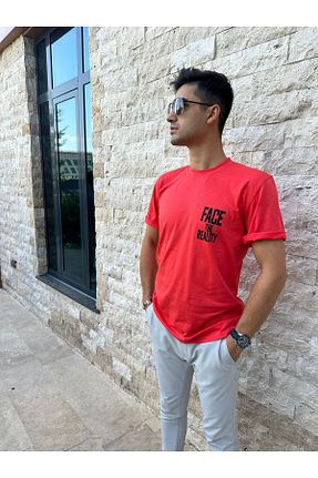 تیشرت صورتی مردانه اسلیم فیت BMT FASHİON - کد 843949977