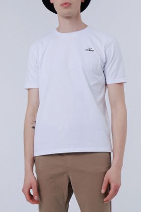 تی شرت سفید مردانه ریلکس یقه گرد تکی پوشاک ورزشی کد 444308550