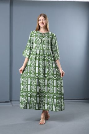 لباس سبز زنانه بافتنی بافت رگولار آستین-کوتاه کد 838363374