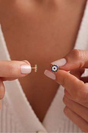 گوشواره نقره طلائی زنانه 925 عیار NEREZE - کد 844165967