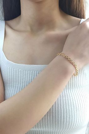 دستبند جواهر طلائی زنانه برنجی Luxe Loom Zarafetin Işıltısı - کد 814861356