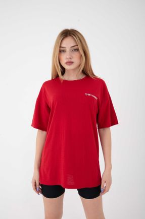 تی شرت قرمز زنانه اورسایز کد 304033860