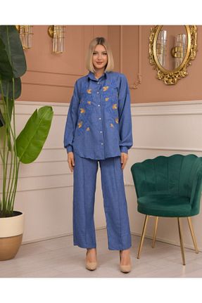 ست بالاتنه و پائین تنه آبی زنانه بافتنی move - کد 844166669