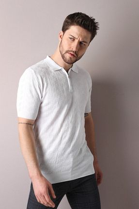 پولوشرت سفید مردانه %100 پنبه Ferraro - کد 37183112