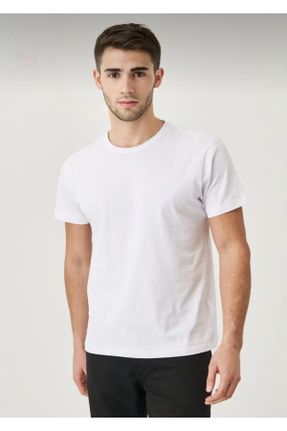 تی شرت سفید مردانه ریلکس یقه گرد 2