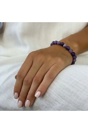 دستبند جواهر بنفش زنانه سنگ طبیعی Mystic Energy - کد 800950133