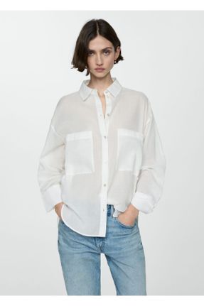 پیراهن سفید زنانه رگولار پارچه نساجی کد 822181474