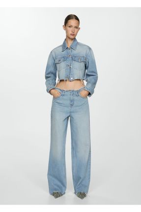 شلوار جین آبی زنانه پاچه رگولار استاندارد کد 821477728