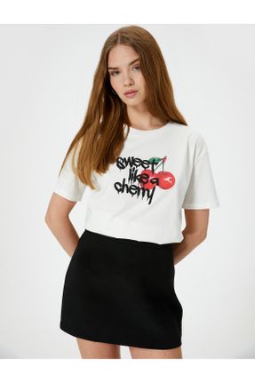 تی شرت نباتی زنانه ریلکس یقه گرد تکی کد 829238119