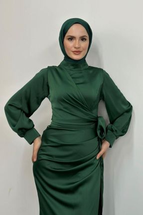 لباس مجلسی سبز زنانه آستین استاندارد رگولار کد 808367220