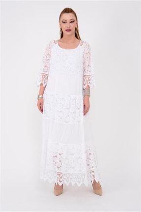 لباس سفید زنانه بافتنی ابریشم اورسایز کد 683919167