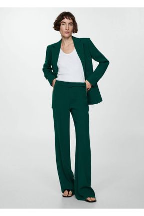 شلوار سبز زنانه پلی استر بافت پاچه رگولار فاق نرمال کد 787556304