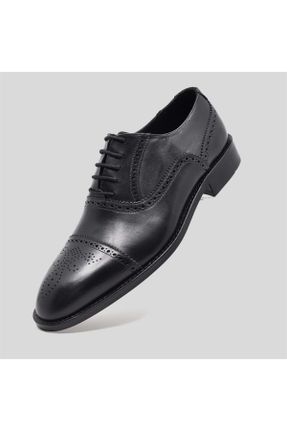 کفش کلاسیک مشکی مردانه چرم طبیعی پاشنه کوتاه ( 4 - 1 cm ) کد 786461251