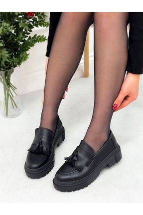 کفش لوفر مشکی زنانه جیر پاشنه کوتاه ( 4 - 1 cm ) کد 457095294