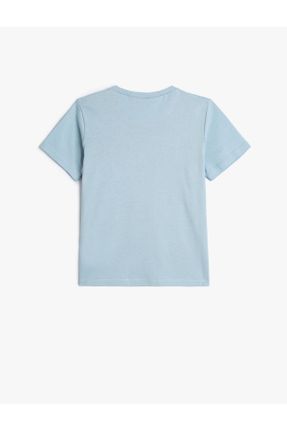 تی شرت آبی بچه گانه رگولار یقه گرد پنبه (نخی) تکی کد 822084658