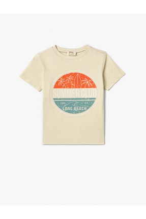 تی شرت نباتی بچه گانه رگولار یقه گرد پنبه (نخی) کد 822141562
