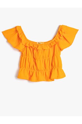 تی شرت نارنجی بچه گانه Fitted یقه گرد تکی کد 683856235