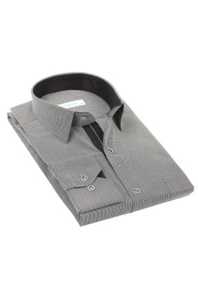 پیراهن مشکی مردانه ریلکس یقه نیمه ایتالیایی پنبه - پلی استر کد 308512024