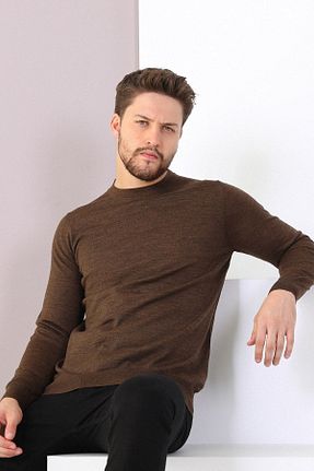پلیور قهوه ای مردانه ساده Ferraro - کد 53552765