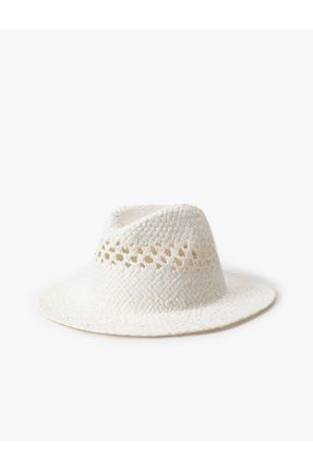 کلاه سفید زنانه حصیری کد 844189919