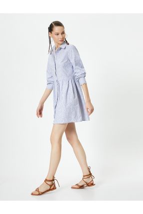 لباس آبی زنانه بافتنی ریلکس آستین-بلند کد 844188577