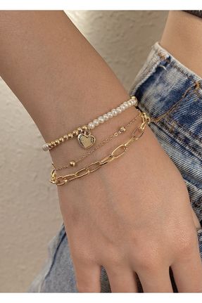 دستبند جواهر طلائی زنانه برنز کد 778392613