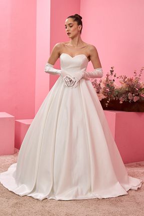 لباس عروس سفید زنانه Saten / Tafta Lenta Moda - کد 818906764