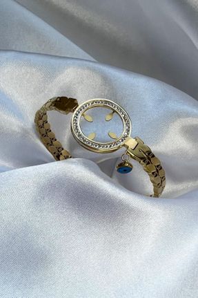 دستبند استیل طلائی زنانه فولاد ( استیل ) کد 749967031