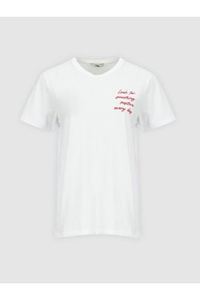 تی شرت سفید زنانه رگولار کد 807202550