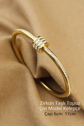 دستبند استیل طلائی زنانه استیل ضد زنگ کد 800809718