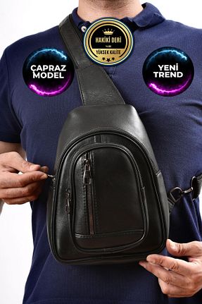 کیف دوشی مشکی زنانه چرم خالص CüzCan - کد 843798213