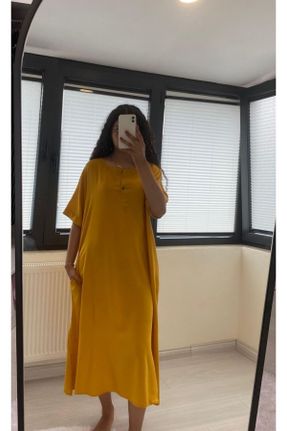 لباس زرد زنانه ویسکون اورسایز کد 840446962