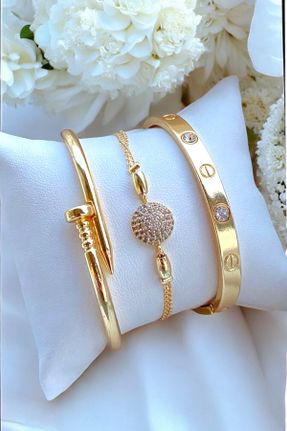 دستبند استیل طلائی زنانه فولاد ( استیل ) کد 810681594