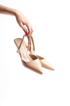 کفش پاشنه بلند کلاسیک بژ زنانه چرم پاشنه نازک پاشنه متوسط ( 5 - 9 cm ) کد 817197526
