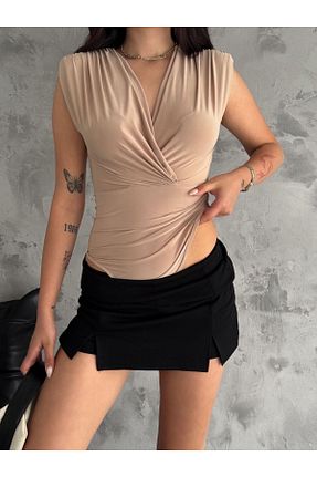 بادی قهوه ای زنانه دو سینه BaykuşButik - کد 844309566