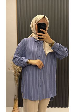 پیراهن حجاب سرمه ای زنانه اورسایز Eylül - کد 844348845