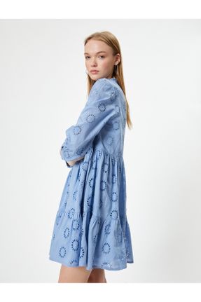 لباس آبی زنانه بافتنی رگولار آستین-بلند کد 831242256