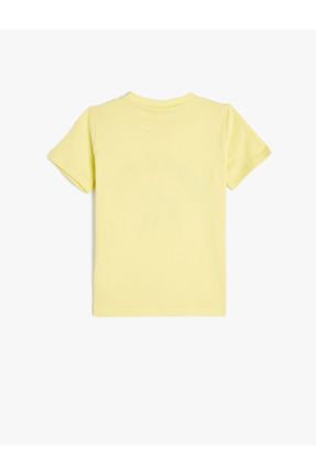 تی شرت زرد بچه گانه رگولار یقه گرد تکی کد 829237557