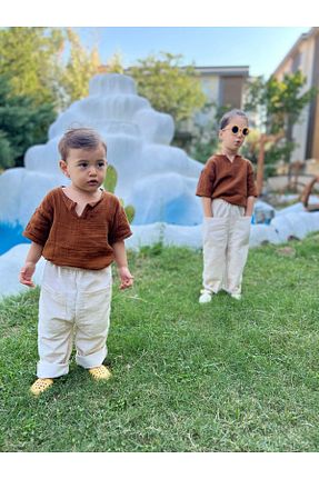 ست نوزادی بژ بچه گانه کتان BAHNUR - کد 844404015