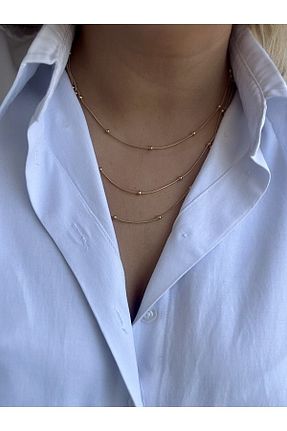 گردنبند استیل ( فولاد ) طلائی زنانه استیل ضد زنگ Hicrans Takı - کد 839261041