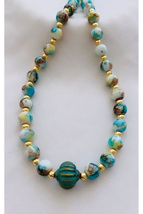 گردنبند جواهر فیروزه ای زنانه منجق VNS Accessories - کد 844444841