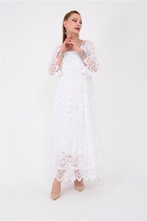 لباس سفید زنانه بافتنی ابریشم اورسایز کد 683919167