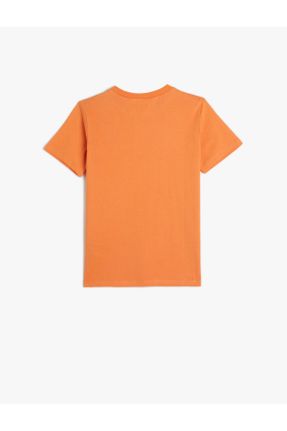 تی شرت نارنجی بچه گانه رگولار یقه گرد تکی کد 829764194