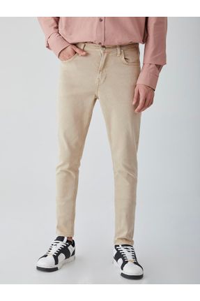 شلوار جین بژ مردانه پاچه تنگ جین استاندارد کد 387767853