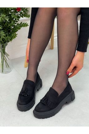 کفش لوفر مشکی زنانه جیر پاشنه کوتاه ( 4 - 1 cm ) کد 457097885