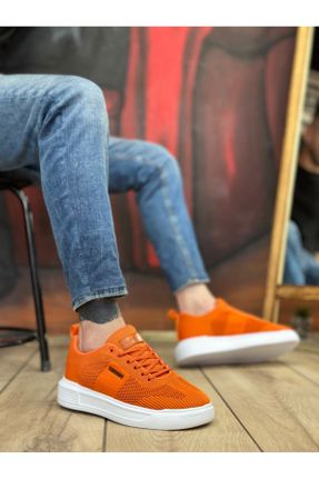 کفش اسنیکر نارنجی مردانه چرم مصنوعی کد 834209447